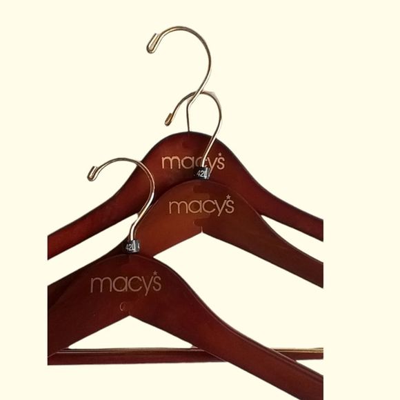 Macy's Other Macys Wooden Large Brown Hangers Set Of 3 Poshmark